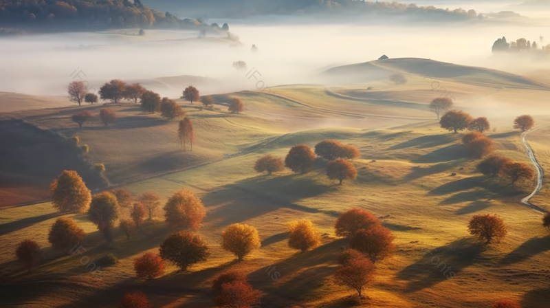 晨雾漫山岗摄影图,高清,摄影图,摄影图片,图片大全,摄影图免费下载